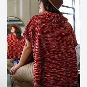 Women’s Poncho Oversized Multicolor Chenille Soft One Size Cozy Hood NEW* NWOT